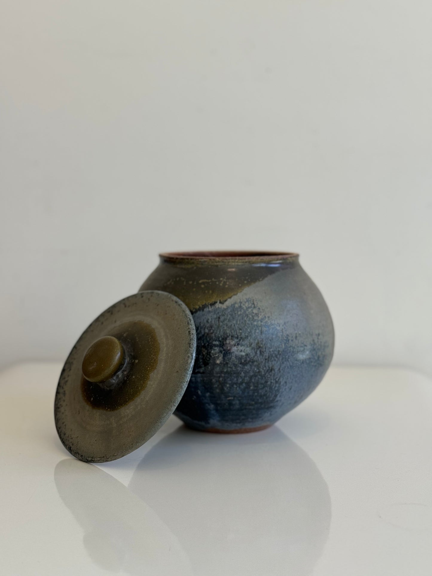 Spherical Lidded Stoneware Jar