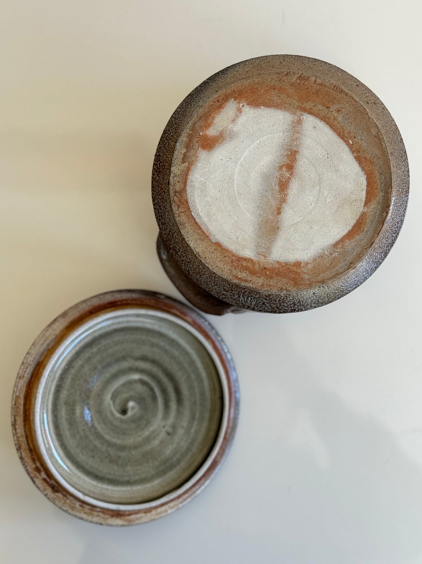 Cylindrical Lidded Stoneware Pot