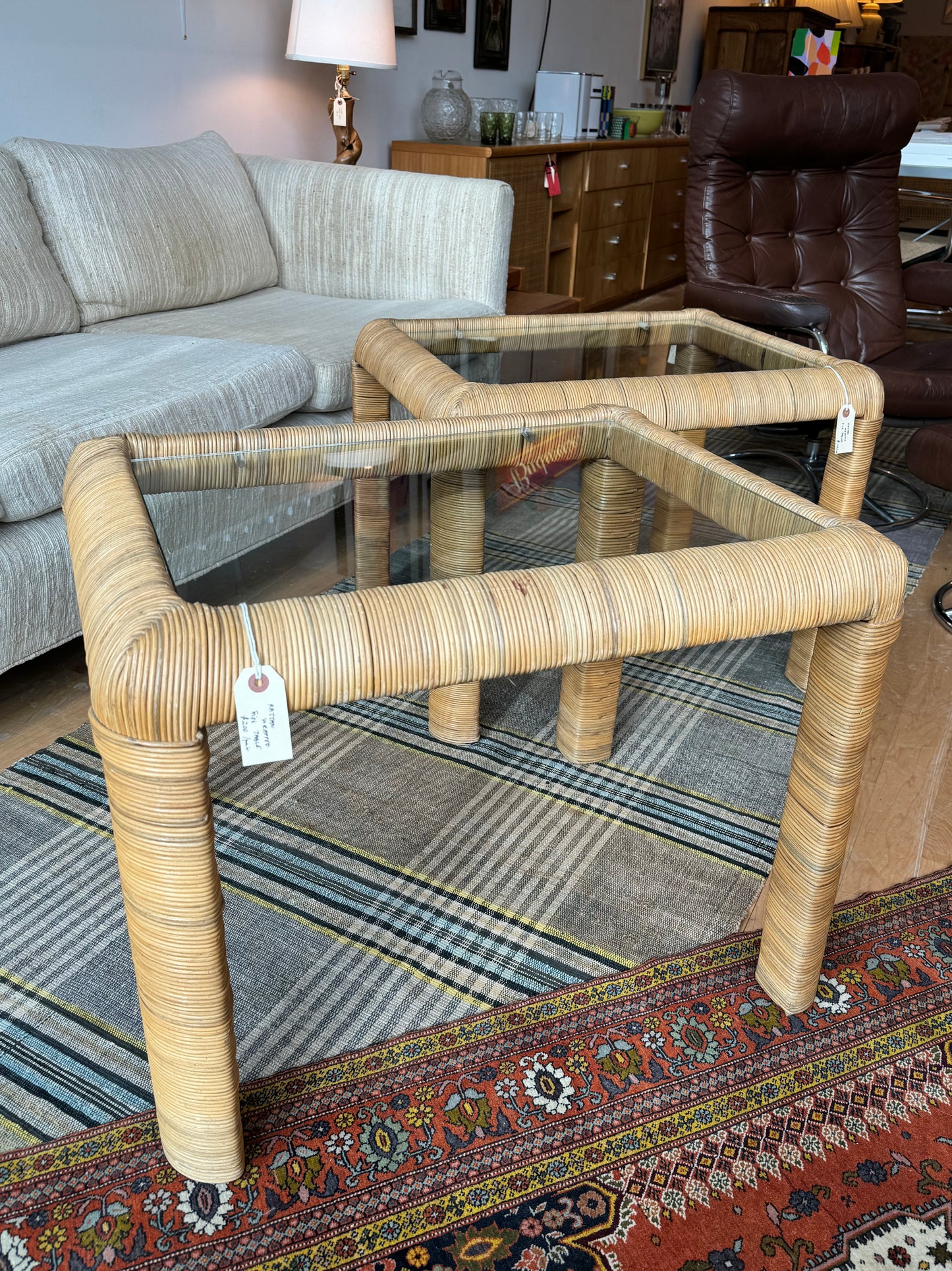 Rattan Wrapped Side Tables