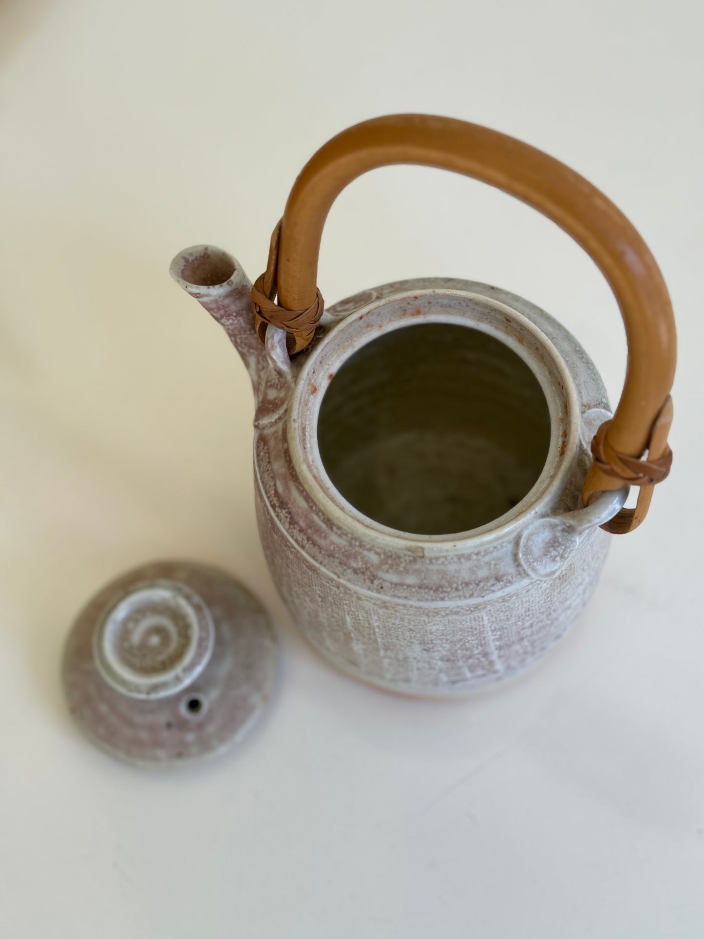 Petite Ceramic Teapot w/ Bamboo Handle