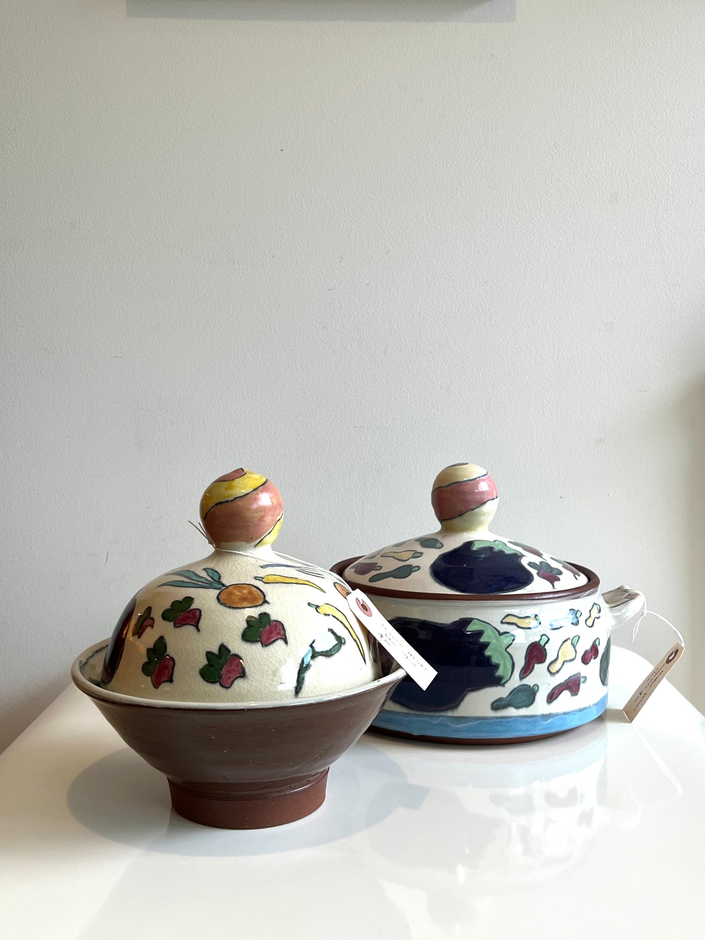 Painted Ceramic Lidded Dishes