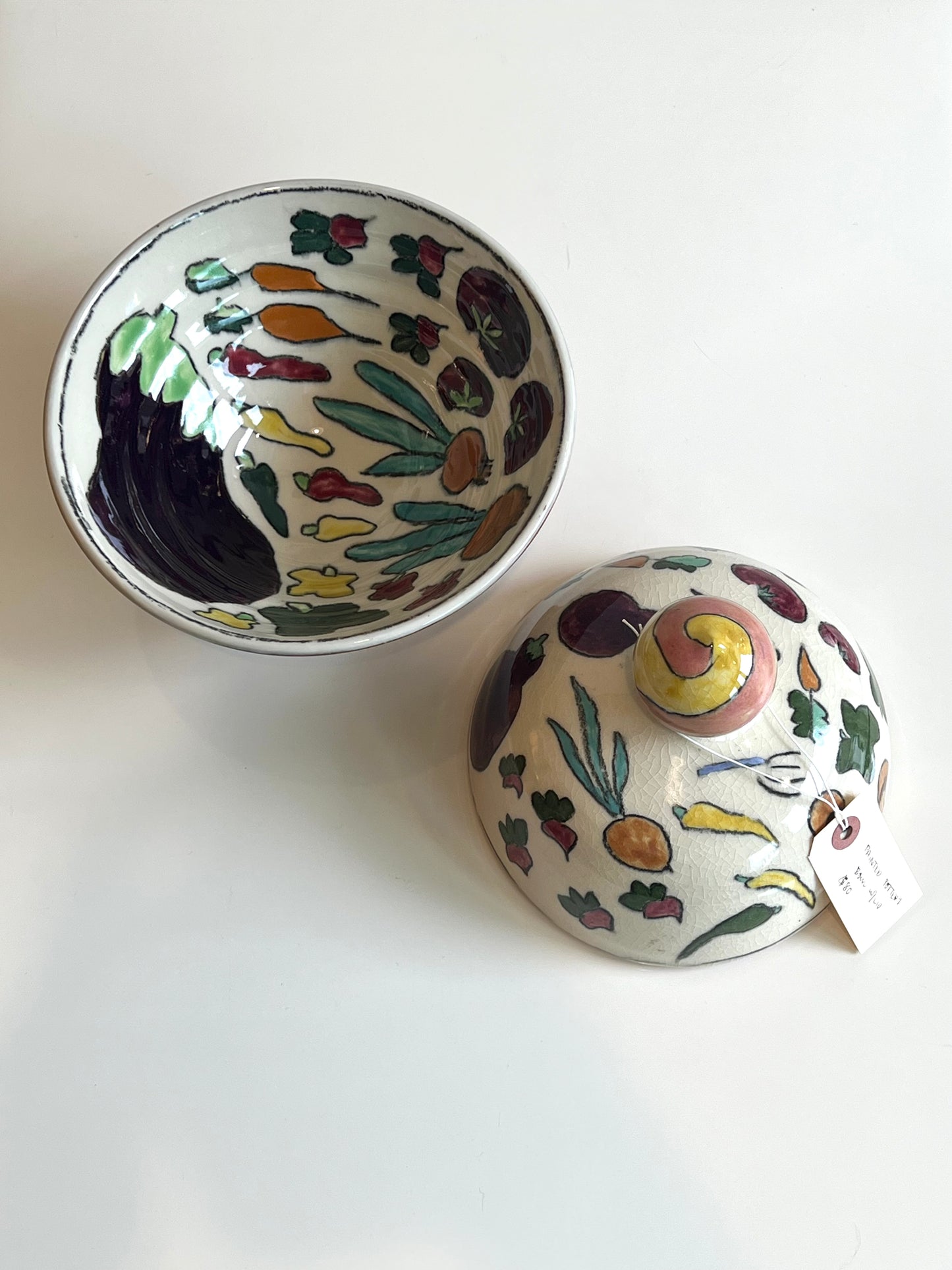 Painted Ceramic Lidded Dishes